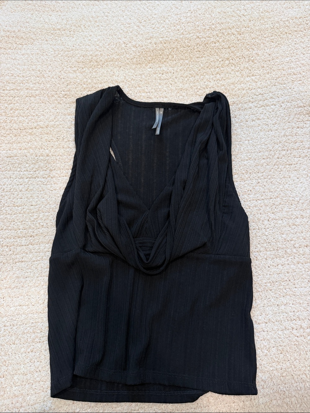 Anthropologie Black Draped V-Neck Sleeveless Top